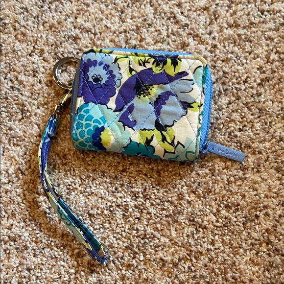 Floral Blue and Green Wristlet Wallet - Picture 2 of 3
